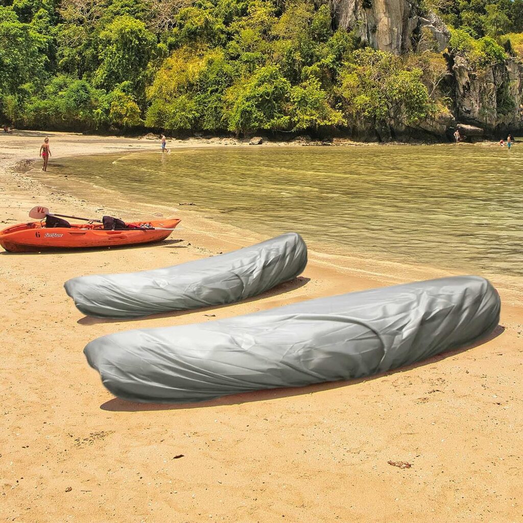 Frelaxy 420D Kayak Cover, Heavy Duty Waterproof UV Resistant Kayak Covers for Outdoor Storage, Ultra Strong Canoe Storage Dust Cover, Great for Indoor  Outdoor 9.8-13.5ft