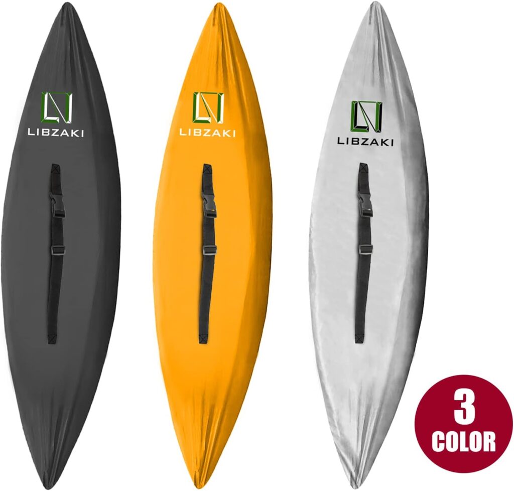 LIBZAKI Kayak Cover Accessories/Canoe Cover, Upgraded Thickened Waterproof  UV Protection SUP Paddle Boards Cover for Indoor/Outdoor Storage，Fits 9ft-18ft Kayaks 3 Colors
