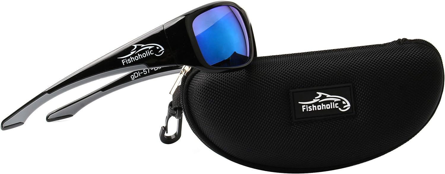 Fishoholic Pro Series Polarized Fishing Sunglasses - 5 Colors - L/XL - Rubber Accents - UV400 Sun Protection - Great Gift