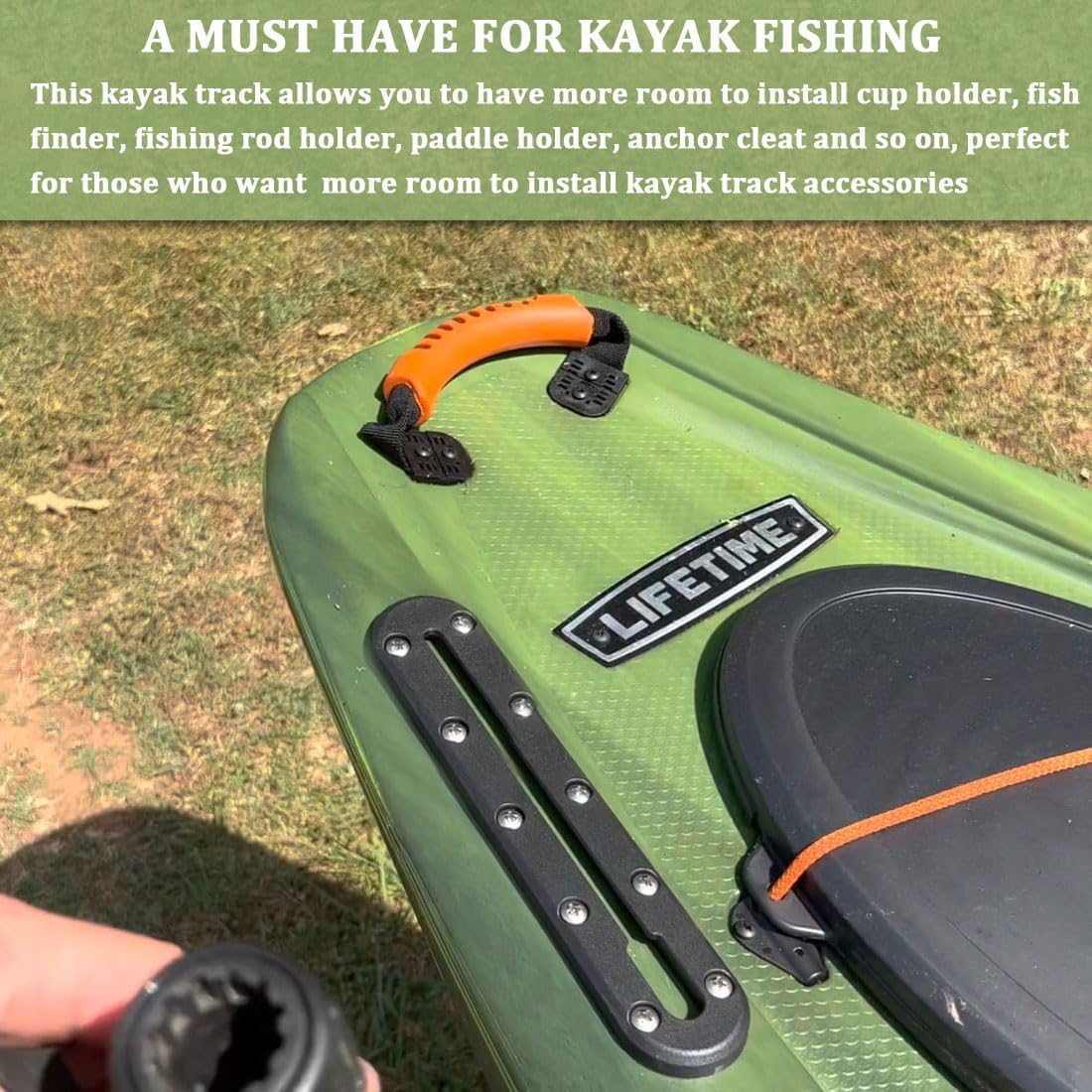 Huntury Kayak Track, Kayak Low Profile Track, Kayak Rail, Kayak Accessories Mount Track, Kayak Gear Track for Fishing Rod Holder, Fish Fider, Cup Holder, Gopro, Pack of 2
