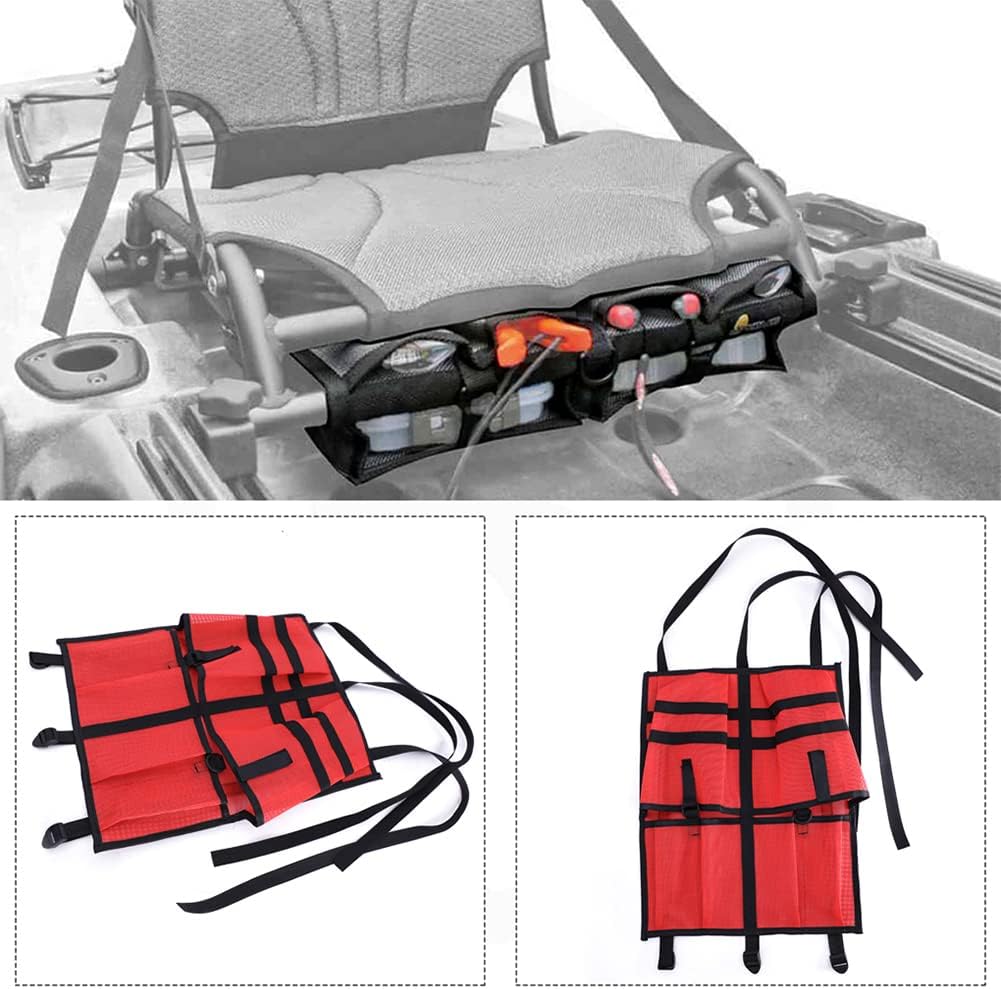 LIZHOUMIL Kayak Canoe Storage Bag, Kayak Canoe Dinghy Gear Accessories, Adjustable Buckle Strap Organizer, Storage Bag Under Kayak Seat for Water Sports Black